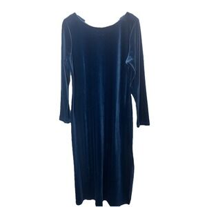 Vintage Delicates Maxi Dress Blue Velour Velvet Medium 90s Witchy Whimsygoth